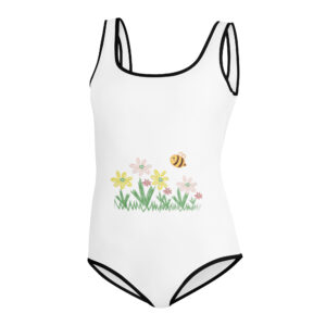 All-Over Print Youth Swimsuit "Bloom Buzz"