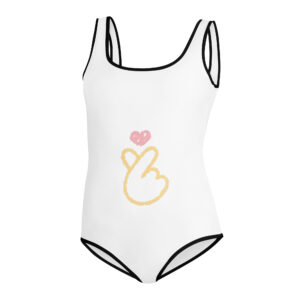 All-Over Print Youth Swimsuit "Heart Gesture"